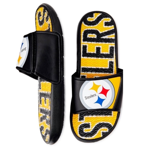 NFL • Pittsburgh Steelers Team Gel Slides Logo Sandals - Picture 2 of 7